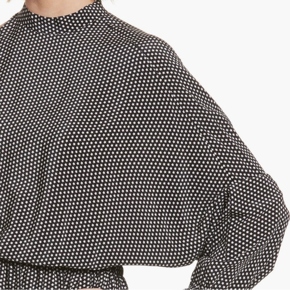 Robert Rodriguez Star Print Cold Shoulder Silk Dress, Small - Picture 3 of 15